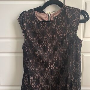 ABS by Allen Schwartz Black Lace dress with nude underlay